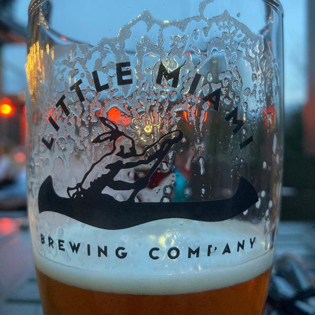 Close-up shot of a glass Close-up shot of a glass of Hazy IPAs from Little Miami Brewing Company.
