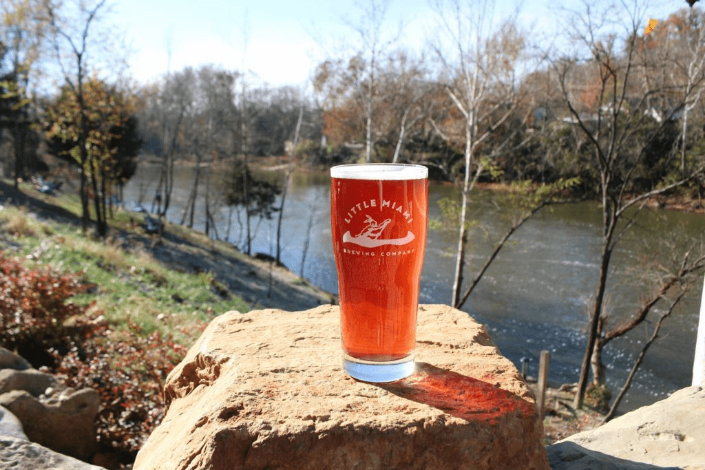 A shot of a glass of beer A scenic shot of a glass of beer from Little Miami Brewing Company.